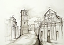 Alpigano LA TORRE E IL DUOMO acquerello 50 x 70