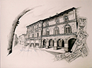 Bene Vagienna PALAZZI VILLAR cartaceo tecnica mista 50 x 70