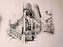 Bene Vagienna PALAZZO RORA' cartaceo tecnica mista 50 x 70