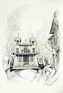 Collegno Vill.Leumann S.ELISABETTA acquerello 50 x 70