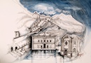 Fenestrelle PALAZZO DEL GOVERNATORE acquerello 50 x 70