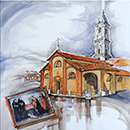 Mondovì AFFRESCO IN FUGA S.M.ASSUNTA BORGATO acrilico su tela 40 x 40