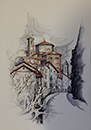 Mondovì SCENDENDO da Via VICO acquerello 50 x 70