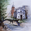 Mondovì UN PONTE SULL'ELLERO E S.ROCCO acrilico su tela 40 x 40