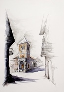 Rivoli CAPPELLA DEL BEATO NEIROTTI acquerello 50 x 70