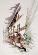 Rivoli CASA DEL CONTE VERDE acquerello 50 x 70