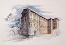 Rivoli CASTELLO CON SACRA acquerello 50 x 70