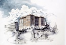 Rivoli IL CASTELLO E LA CITTA' acquerello 50 x 70