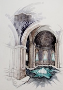 Rivoli IL NINFEO RITROVATO acquerello 50 x 70