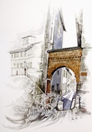 Rivoli LA PORTA SORDA acquerello 50 x 70
