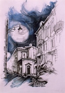 Rivoli NOTTURNO CON SAN ROCCHETTO acquerello 50 x 70