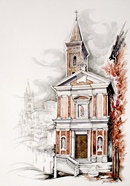 Rivoli SANTA CROCE CON LA STELLA acquerello 50 x 70