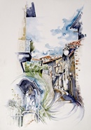 Rivoli VIA FELISIO acquerello 50 x 70