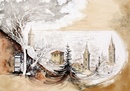 Rivoli VISIONE DAL CASTELLO acquerello 50 x 70