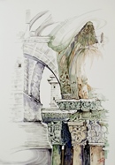 SCULTURE ALLA SACRA acquerello 50 x 70