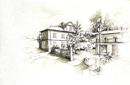 Santo Stefano Belbo CASA PAVESE acquerello 50 x 70