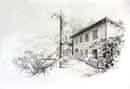 Serie Pavese CASA DI NUTO acquerello 50 x 70
