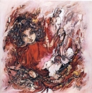 BAMBOLA ROSSA olio su tela 80 x 80