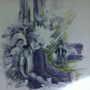 BAMBOLA TRISTE olio su tela 70 x 70