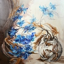 FIORI BLU acrilico su tela 100 x 100