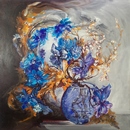 FIORI IN VASO acrilico su tela 80 x 80