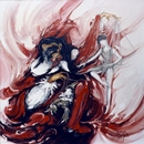 IL PRETE ROSSO acrilico su tela 60 x 60