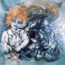 LA BAMBOLA E I CAVALIERI olio su tela 80 x 80