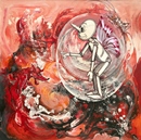 PINOCCHIO CON LE ALI acrilico su tavola 100 x 100