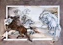 CAVALLI IN FUGA 2 tecnica mista su cartone 50 x 70