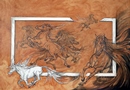 CAVALLI PATINATI tecnica mista su cartone 50 x 70