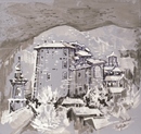 BORGO MALE su lastra argentata 12 x 12