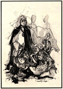 MACBETH E LE STREGHE tecnica mista su cartone 50 x 70