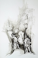PER LE STATUE DEL CLEMENTE acquerello 50 x 70