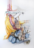 GIOIELLI CAMBOGIANI acquerello 50 x 70