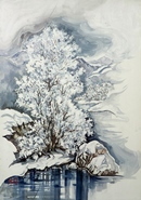 RIFLESSI DI NEVE acrilico su tela 40 x 70