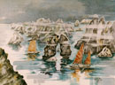 Vietnam BAIA DI HALONG acquarello 50 x 70