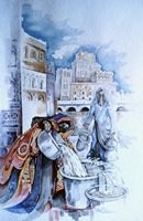 Yemen ACQUA A SHADHA acquerello 35 x 50