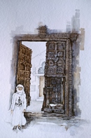 Yemen IL GUARDIANO acquerello 35 x 50