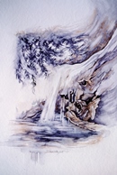Yemen LA GROTTA BLU acquerello 35 x 50