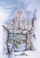 Yemen LO SPECCHIO DI THILA acquerello 35 x 50