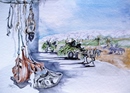 Yemen SCORRE LA VITA acquerello 35 x 50