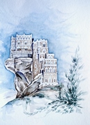 Yemen WAD DAHAR acquerello 35 x 50