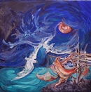 GABBIANI acrilico su tela 80 x 80