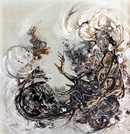 LA SIBILLA E L'AMORE olio su tela 80 x 80