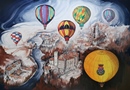 MONGOLFIERE SU COLLEGNO acrilico su tela 100 x 150